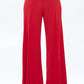 RENEE C. Red Solid Wide Leg Pants w/ Thick Waistband