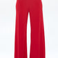 RENEE C. Red Solid Wide Leg Pants w/ Thick Waistband
