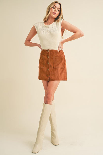 AEMI & Co. Taria Knit High Neck Sweater Tank