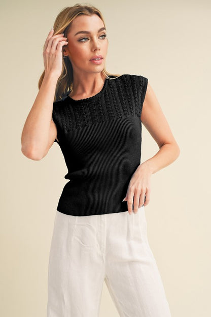 AEMI & Co. Taria Knit High Neck Sweater Tank