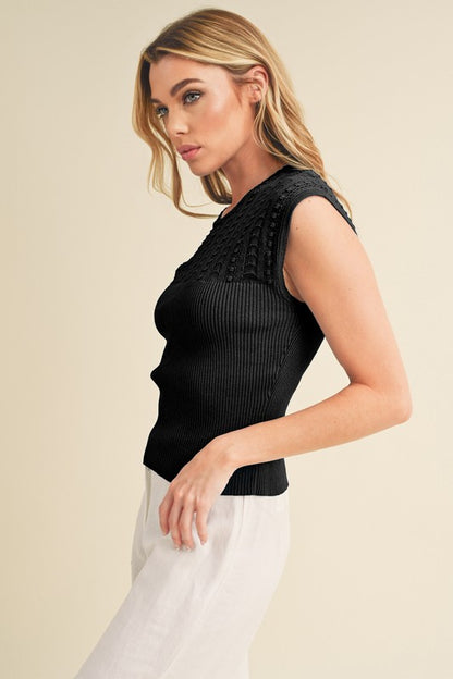 AEMI & Co. Taria Knit High Neck Sweater Tank