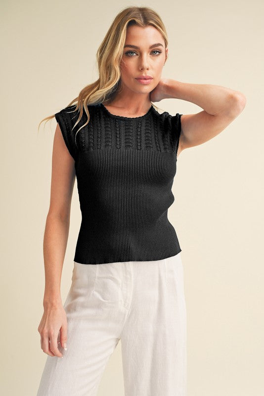AEMI & Co. Taria Knit High Neck Sweater Tank