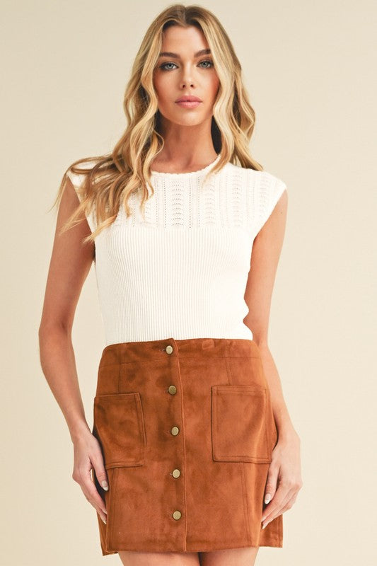 AEMI & Co. Taria Knit High Neck Sweater Tank