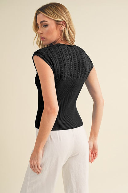 AEMI & Co. Taria Knit High Neck Sweater Tank