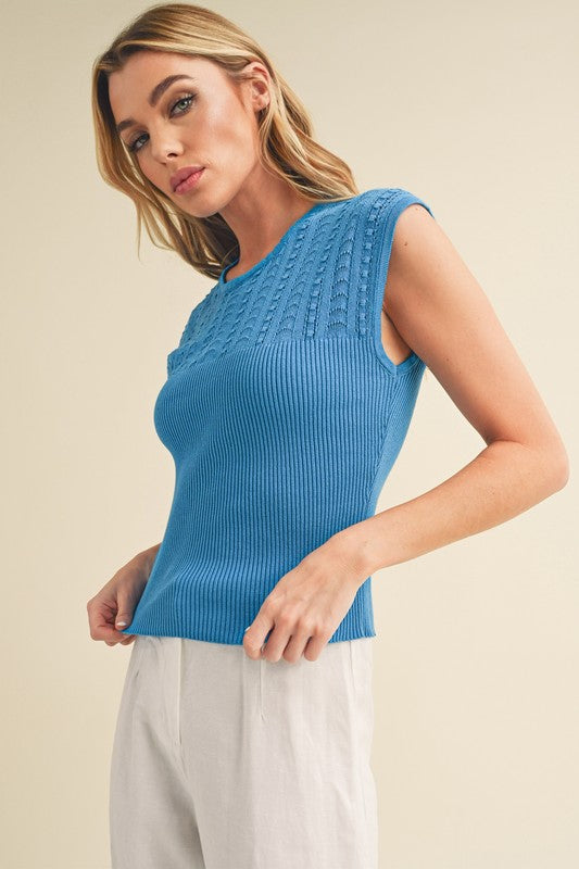 AEMI & Co. Taria Knit High Neck Sweater Tank
