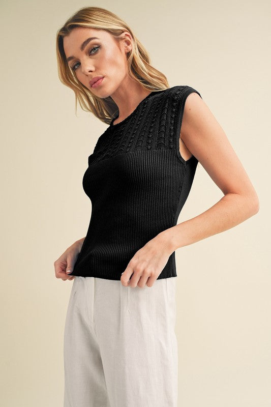 AEMI & Co. Taria Knit High Neck Sweater Tank