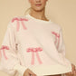MISS SPARKLING Pink Bow Print knit Pullover Sweater
