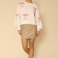 MISS SPARKLING Pink Bow Print knit Pullover Sweater