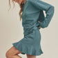 AEMI & Co. 2 Piece Cozy Hooded Long-sleeve Top with Mini Skirt Set - Daria Set