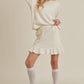 AEMI & Co. 2 Piece Cozy Hooded Long-sleeve Top with Mini Skirt Set - Daria Set
