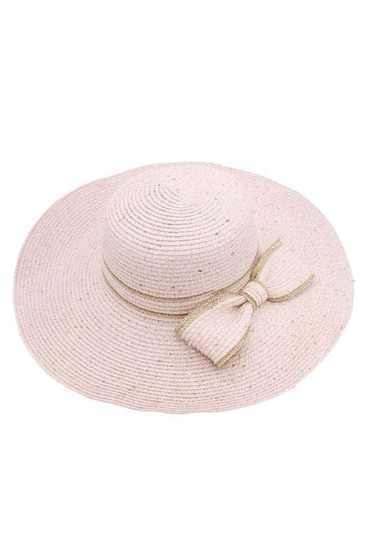 BELLA CHIC Scattered Sequin Bow Straw Sunhat