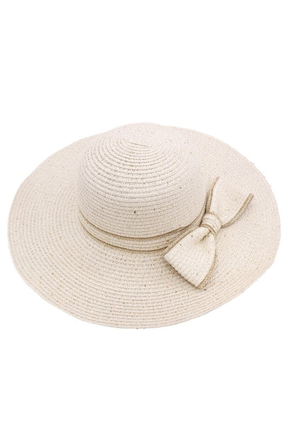 BELLA CHIC Scattered Sequin Bow Straw Sunhat