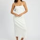EMORY PARK White Waffle Knit Back Cutout Dress