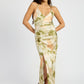 EMORY PARK Scoop Neck Printed Midi Dress with Split & Open Back