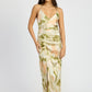 EMORY PARK Scoop Neck Printed Midi Dress with Split & Open Back