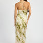EMORY PARK Scoop Neck Printed Midi Dress with Split & Open Back