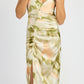 EMORY PARK Scoop Neck Printed Midi Dress with Split & Open Back