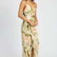 EMORY PARK Scoop Neck Printed Midi Dress with Split & Open Back