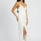 EMORY PARK Romantic Ruched Split Satin Cocktail Dress with Sweetheart Neckline
