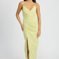 EMORY PARK Romantic Ruched Split Satin Cocktail Dress with Sweetheart Neckline