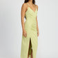 EMORY PARK Romantic Ruched Split Satin Cocktail Dress with Sweetheart Neckline