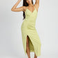 EMORY PARK Romantic Ruched Split Satin Cocktail Dress with Sweetheart Neckline
