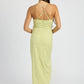 EMORY PARK Romantic Ruched Split Satin Cocktail Dress with Sweetheart Neckline