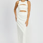 EMORY PARK Cream Cutout Midi Sleeveless Dress