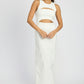 EMORY PARK Cream Cutout Midi Sleeveless Dress