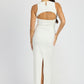 EMORY PARK Cream Cutout Midi Sleeveless Dress