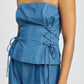 EMORY PARK Med Denim Tube Top with Side Laced Up Detail