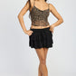 EMORY PARK Dark Leopard Print V Neckline Ruched Crop Top