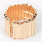 LA JEWELRY Gold Textured Iconic Hinged Bangle Bracelet