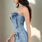 BY CLAUDE Mini Strapless Denim Dress
