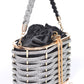 LA JEWELRY Weaved Rhinestone Basket Box Clutch
