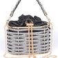LA JEWELRY Weaved Rhinestone Basket Box Clutch