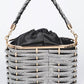 LA JEWELRY Weaved Rhinestone Basket Box Clutch