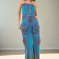 BY CLAUDE Strapless Maxi Cargo Denim Dress