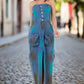 BY CLAUDE Strapless Maxi Cargo Denim Dress