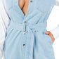 BY CLAUDE Light Blue Denim Jumpsuit with White Shirt Collar