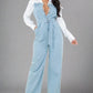 BY CLAUDE Light Blue Denim Jumpsuit with White Shirt Collar