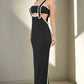 BY CLAUDE Black 2 Piece Casual Maxi Dress with Bralette Top Set