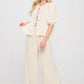 RENEE C. Linen Puff Sleeve Top with Front Bow