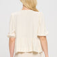 RENEE C. Linen Puff Sleeve Top with Front Bow