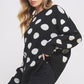 JADE by JANE Women's Plus-size Polkadot & Soccer Ball Long Sleeves Sweater