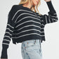 AEMI & Co. Striped Knit Marcella Sweater with Dropped Shoulders