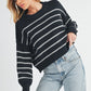 AEMI & Co. Striped Knit Marcella Sweater with Dropped Shoulders
