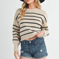 AEMI & Co. Striped Knit Marcella Sweater with Dropped Shoulders