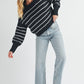 AEMI & Co. Striped Knit Marcella Sweater with Dropped Shoulders