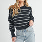 AEMI & Co. Striped Knit Marcella Sweater with Dropped Shoulders
